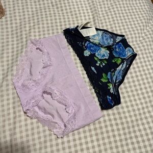 Gilly Hicks Blue Floral Lace & Victoria Secret Panties